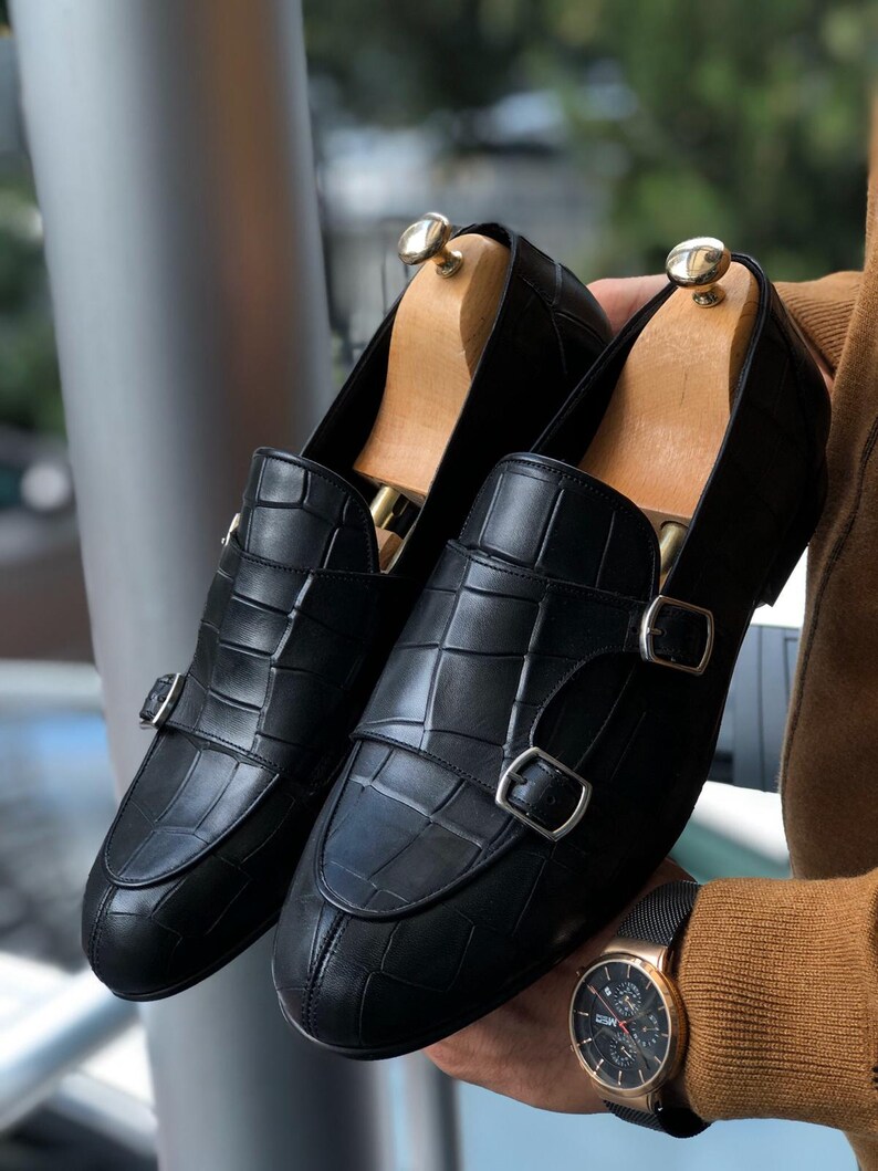 Black Monk Strap Shoes