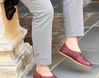 Handgjorda vinröda barfota ballerinaskor: Zero Drop Grounding Shoes