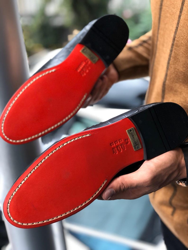 Black Croc Embossed Double Monk Strap Loafers