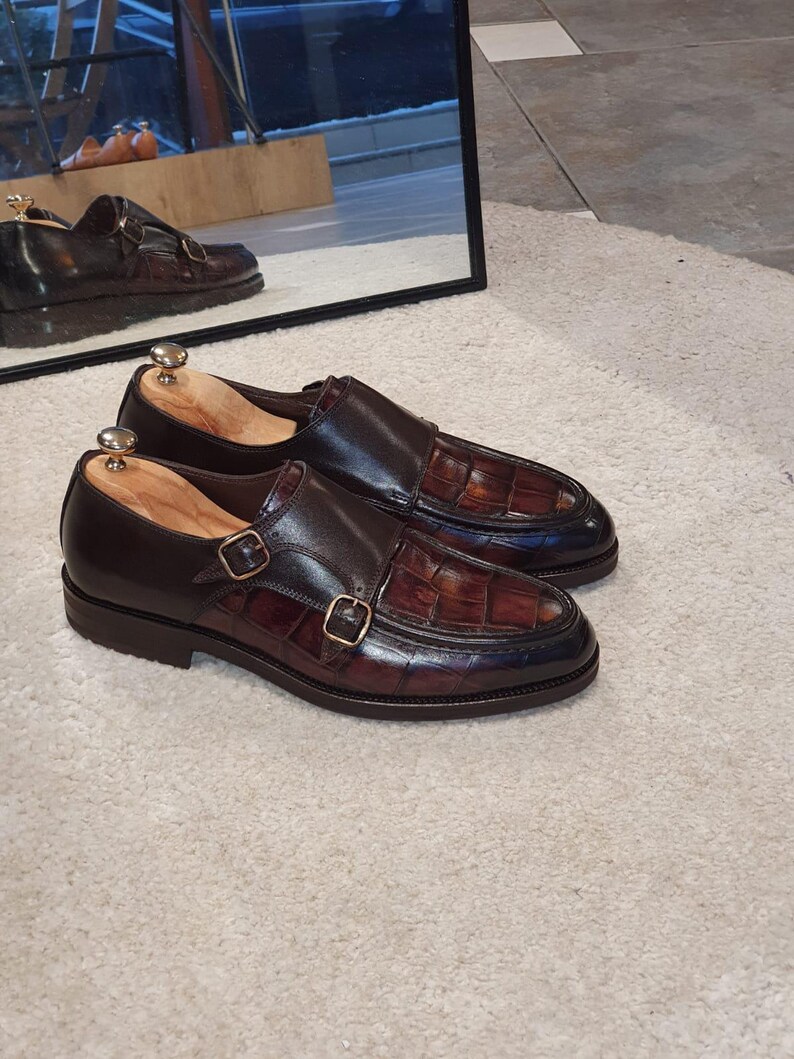 Brown Double Monk Strap Shoes