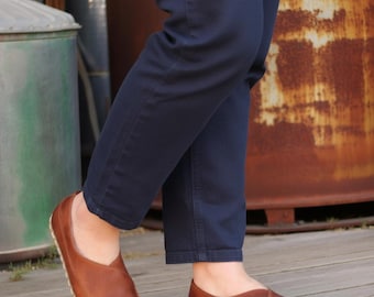 Handmade Brown Leather Barefoot Ballet Flats: Grounding Earth Shoes