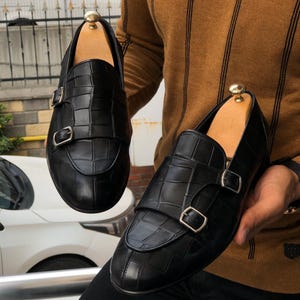 Black Monk Strap Loafers