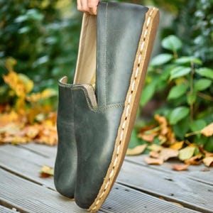 Women Earthing Barefoot Loafers, Minimalist Women Grounding Shoes, Barefoot Green Zero Drop Shoes, Barefoot Wide Flat Shoe for Women