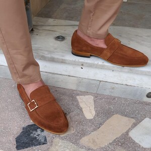 Brown Suede Buckle Shoes