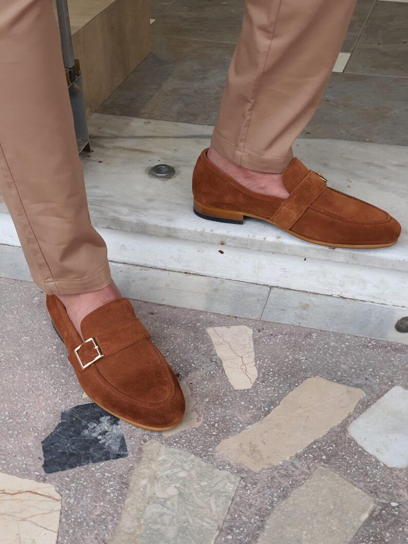Brown Suede Buckle Shoes