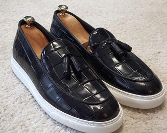 Black Tassel Loafers Men | Sardinelli Slip On Smart Casual Shoes