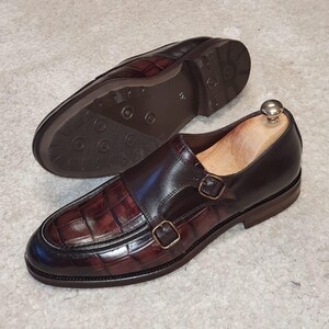 Brown Crocodile Embossed Loafers