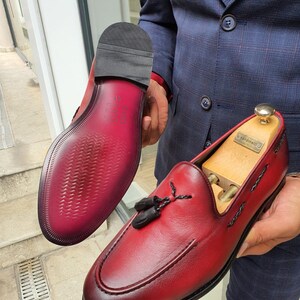 Men's Red Tassel Loafers