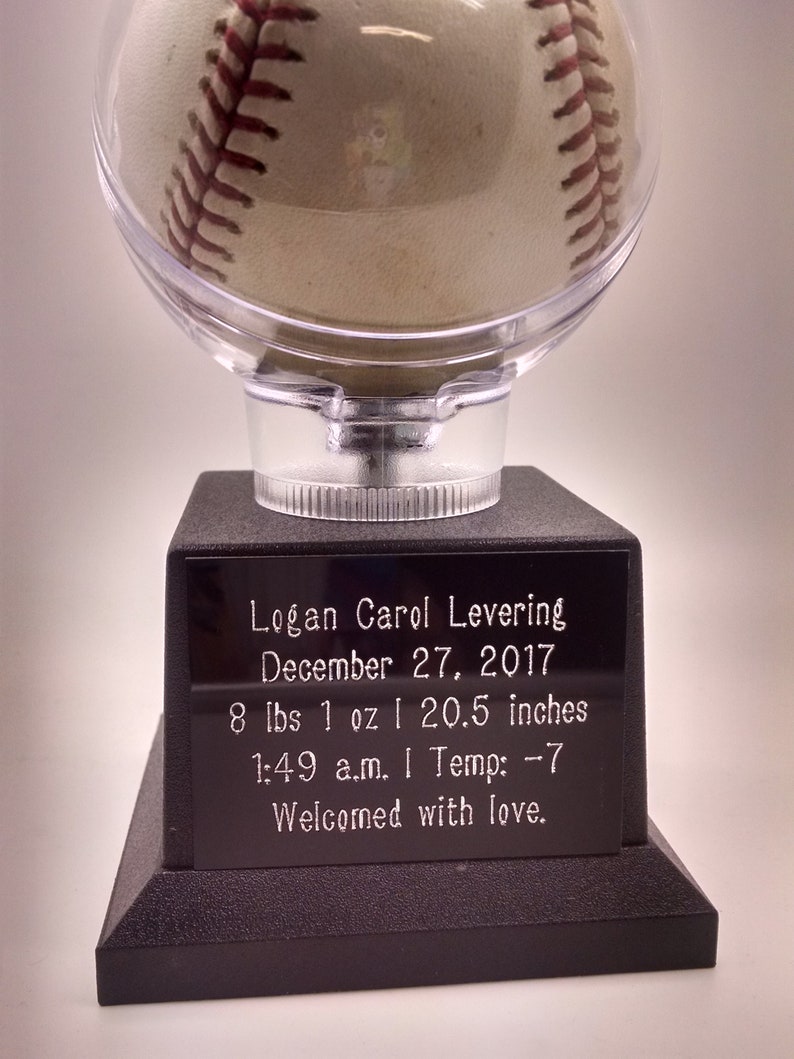 Baseball Holder, Trophy, display case, Custom Engraved showcase CHOICE of Colors image 2