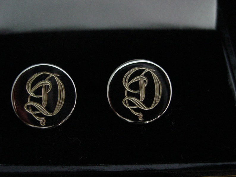 Custom Hand Engraved Monograms or your initials Sterling Silver Cufflinks