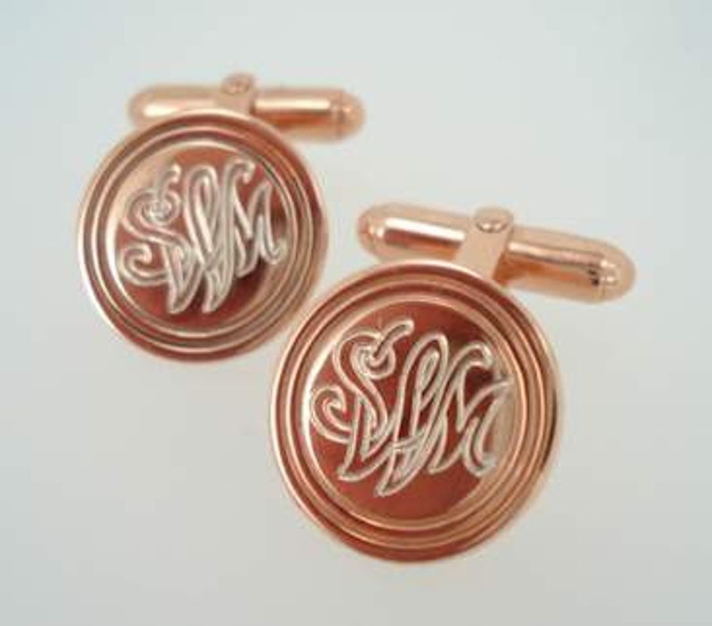 Custom Hand Engraved Monograms or your initials Sterling Silver Cufflinks