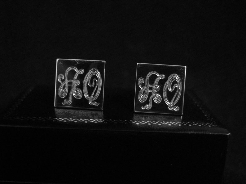 Custom Hand Engraved Monograms or your initials Sterling Silver Cufflinks