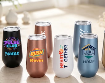 Custom Logo Champagne Tumbler, Corporate Gift, Promotional Event Giveaway Cup
