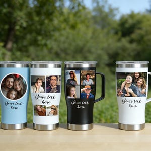 Personalized Photo & Text 20oz Tumbler, Custom Picture Car Travel Cup Gift for Him