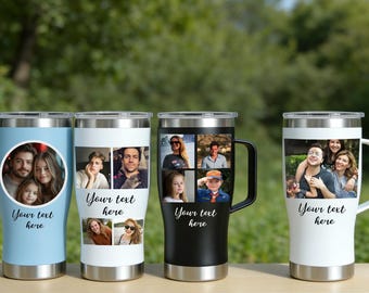 Personalized Photo & Text 20oz Tumbler, Custom Picture Car Travel Cup Gift for Him