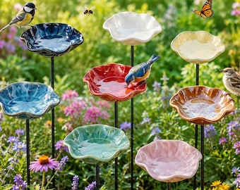 Handmade Ceramic Bee Waterer, Butterfly Puddler, Pollinator Garden Stake, Outdoor Garden Decor
