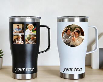 Personalized Photo Tumbler for Dad, 20oz Stainless Steel Mug with Handle