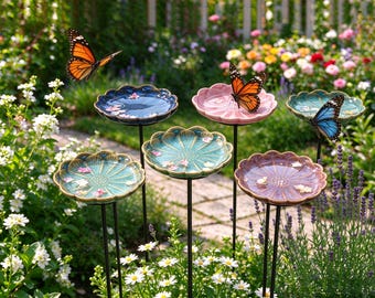 Personalized Ceramic Butterfly Watering Dish, Birthday Gift for Gardeners, Garden Decor