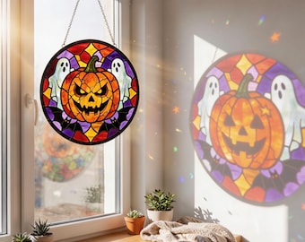 Large Halloween Sun Catcher, Acrylic Hanging Yard Decor, Spooky Garden Decoration