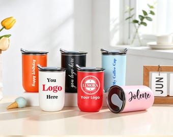 Custom Company Logo Travel Mug, Personalized Name Tumbler, Bulk Corporate Employee Gift