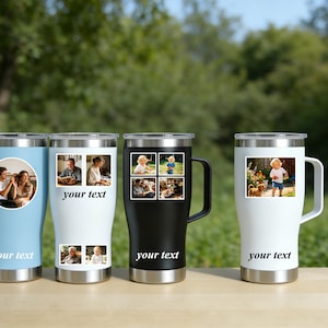 12 oz. double wall stainless steel coffee travel mugs Coffee Mug with Handle, 12oz/8oz(350/220ml) Insulated Stainless Steel Coffee Travel Mug, Double Wall Reusable Coffee Cup main image 0