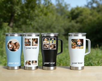 Personalized Photo & Text 20oz Tumbler, Custom Picture Car Travel Cup Gift for Him