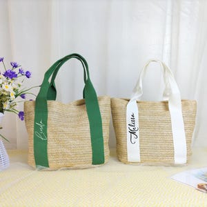 Personalized Bridal Tote Bags, Custom Beach Straw Bag with Name, Beach Bachelorette Gift Bags, Monogram Tote Bag,Birthday Gifts