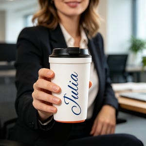 Personlig 350 ml tippskyddad kaffekopp, dubbelskiktad PP-mugg av livsmedelskvalitet, anpassad namnlogotyp, gåva