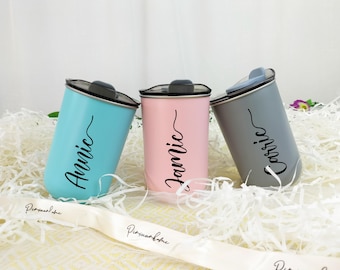 Bicchiere termico personalizzato da 295 ml in acciaio inox con coperchio, tazza da caffè personalizzata per regali aziendali.