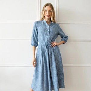 Midi Cotton Summer Dress - Angelic Dress, Light Blue Dress, Evening Dress, Cotton Summer Dress, Summer Party Dress, Soft Cotton Dress