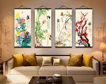 オリジナル墨絵、オリジナル水墨画、四君子の水墨画、原画、一点物絵画