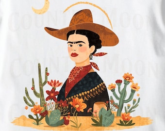 Frida Western PNG | Trending Cowgirl Shirt Design, Sublimation Download