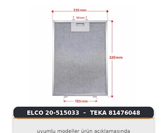 81476048 Cooker Hood Grease Filter 320x235 mm Compatible with Teka DB60 DI90 NC90
