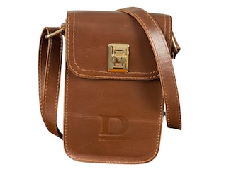 Bolso bandolera para teléfono de piel auténtica, soporte delgado unisex para móvil, correa ajustable.