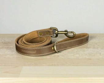 Genuine Leather Dog Leash: Adjustable, Heavy Duty, Training, Walking Strap, Metal Clip