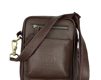 Bolso bandolera unisex elegante de piel de vaca auténtica