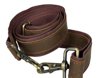 Adjustable Genuine leather added wide (3.8 cm) Bag Strap: Leather Accent, Antique Brass Hardware