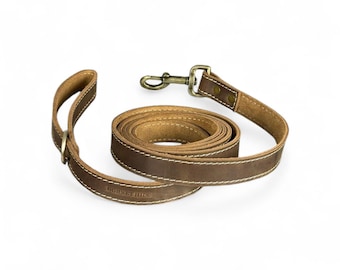 Conjunto de correa y collar de cuero genuino para perros: Correa de entrenamiento resistente