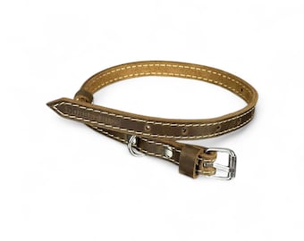Correa y collar ajustable de cuero genuino fino para perros, para perros pequeños y medianos, 1,8 m (6 pies) de largo.