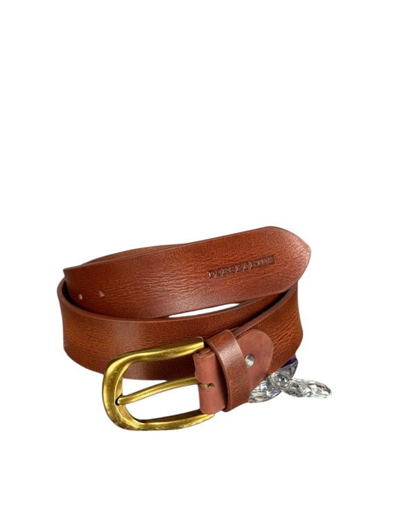 Men's Genuine Leather Belt: Heavy Duty Waxed Cowhide, Brass Buckle Waist Accessory