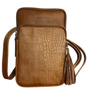 Genuine Leather Crossbody Bag/Croco pattern