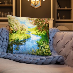 Nature Throw Pillow – Soft Decorative Cushion with Forest-Inspired Design