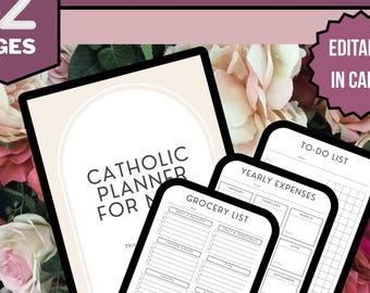 Catholic Mom Planner: Faith-Based Digital Organizer with Feast Days, Novena Logs, Liturgical & Prayer Tracker