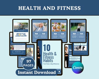 Plantillas de Instagram de salud y fitness / Publicaciones de bienestar editables para entrenadores, preparadores físicos e influencers / Descarga digital