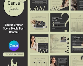 Course Creator Social Media Templates: Editable Canva Designs (Digital Download)
