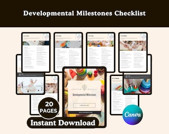 Child Development Milestones Checklist | Editable Canva Template (Digital Download)