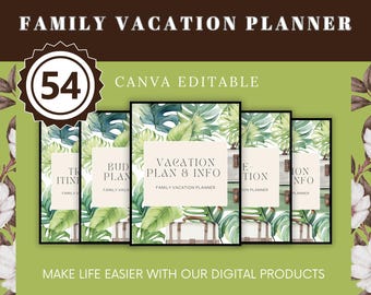Planejador de Férias em Família | Modelo de Itinerário de Viagem no Canva (Download Imediato)