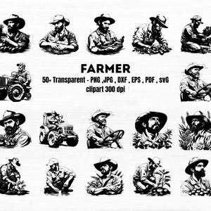 Ensemble SVG vie à la ferme : clipart tracteur et agriculture (téléchargement numérique)