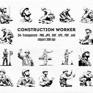 Construction Worker SVG Bundle: Hard Hat, Handyman, Engineer Clipart (Digital Download)