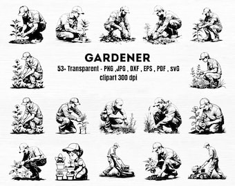 Gardener SVG Bundle: Lawn Care, Planting & Houseplant Clipart (Digital Download)